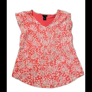 Ann Taylor Small Pink Floral Cap Sleeve Top Blouse